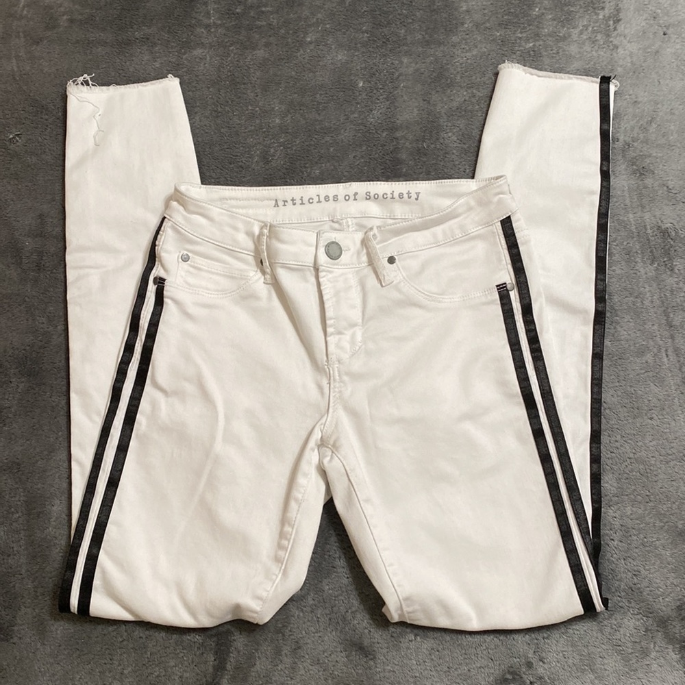 Articles of society white racer with satin stations women size 25 like new ❤️🔥 - Picture 8 of 14